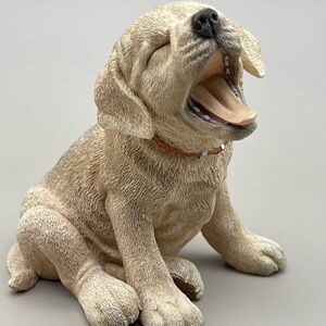 Lenox Labrador Puppy Figurine 2003 Yawning Dog Statue Cream Resin Collectible